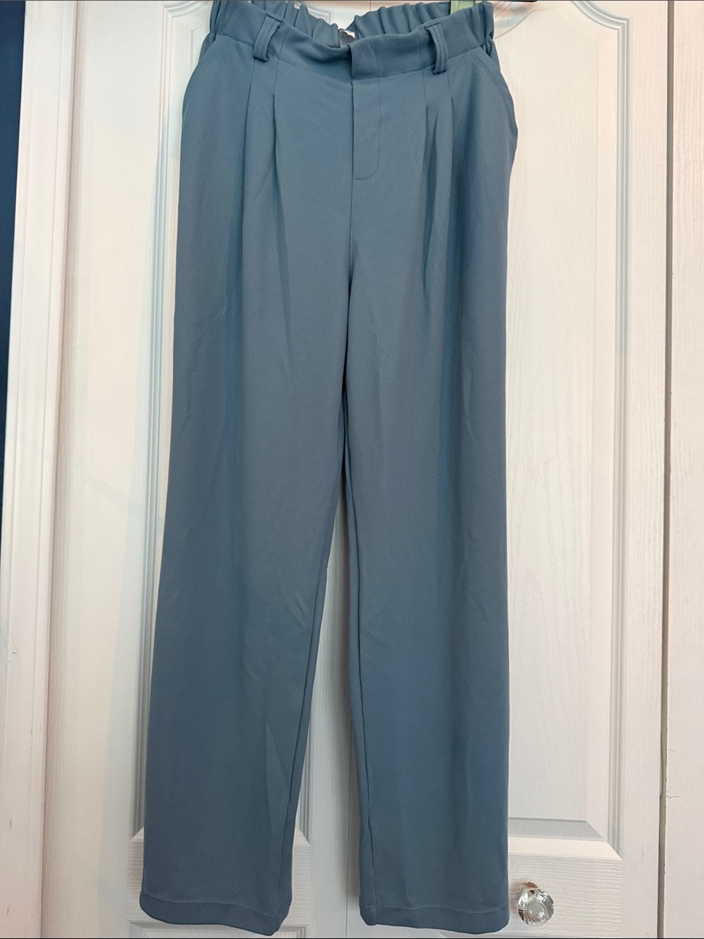 HALARA Woman’s Slate Blue High-Rise Pleated Chinos - Medium Regular